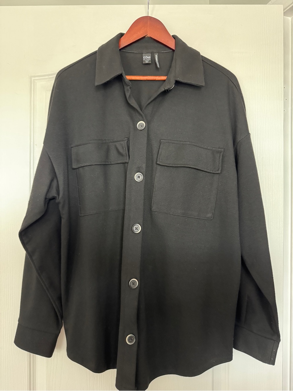 Women's Black FLAP POCKETS JACQUARD OVERSHIRT